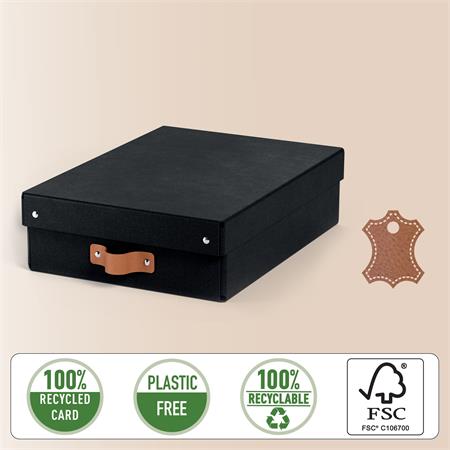 Tárolódoboz, M méret, alacsony, LEITZ "Puro", fekete