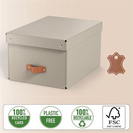 Tárolódoboz, M méret, LEITZ "Puro", homokbézs