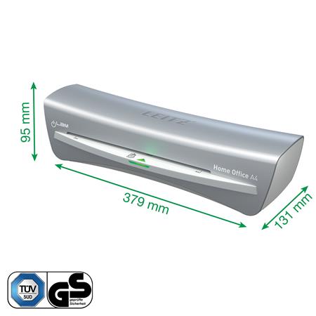 Laminálógép, A4, 80-125 mikron, LEITZ "iLam Home Office", szürke