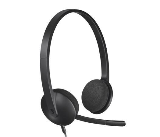 Fejhallgató, mikrofonnal, USB csatlakozás, LOGITECH "H340"