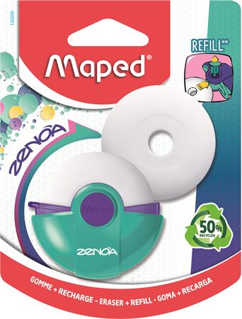 Radír, műanyag tokos, utántöltővel, MAPED "Zenoa", vegyes színek