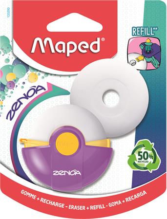 Radír, műanyag tokos, utántöltővel, MAPED "Zenoa", vegyes színek