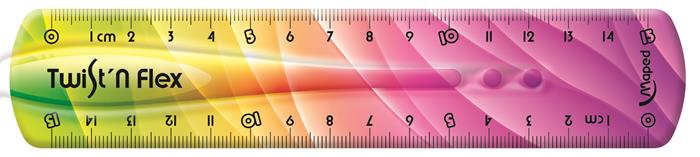 Vonalzó, műanyag, 15 cm, MAPED "Twist`n Flex Decor"