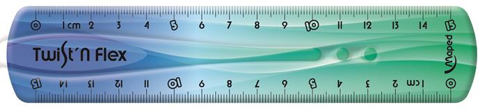 Vonalzó, műanyag, 15 cm, MAPED "Twist`n Flex Decor"