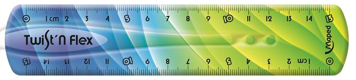 Vonalzó, műanyag, 15 cm, MAPED "Twist`n Flex Decor"