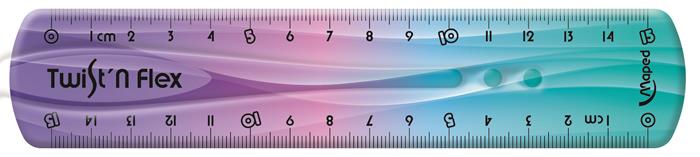 Vonalzó, műanyag, 15 cm, MAPED "Twist`n Flex Decor"