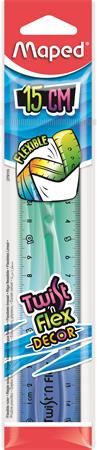 Vonalzó, műanyag, 15 cm, MAPED "Twist`n Flex Decor"