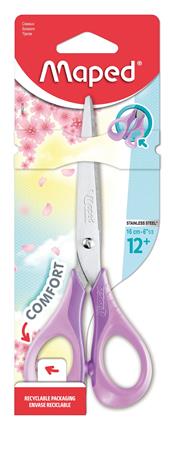 Olló, iskolai, 16 cm, rugalmas nyél, MAPED "Sensoft 3D", vegyes pasztell színek
