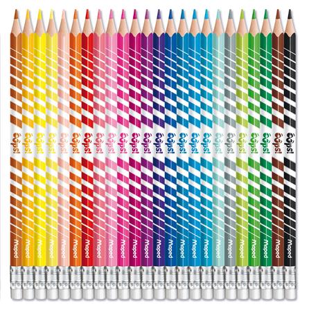 Színes ceruza készlet, háromszögletű, radírozható, MAPED "Color`Peps Oops", 24 különböző szín
