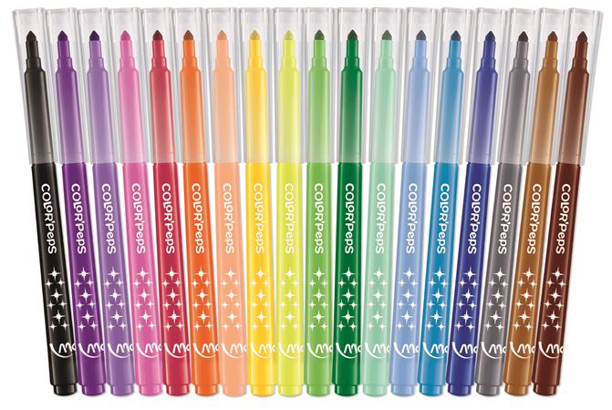 Filctoll készlet, mosható, MAPED "Color`Peps Long Life", 18 különböző szín