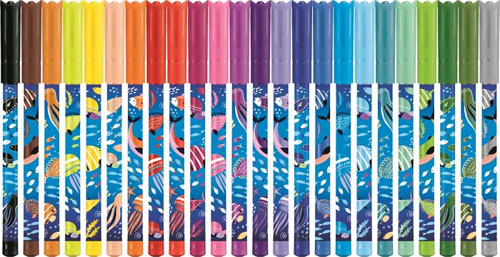 Filctoll készlet, 2 mm, kimosható, MAPED "Color`Peps Ocean Life", 24 különböző szín