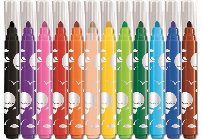 Filctoll készlet, 1-5 mm, kimosható, vastag, MAPED "Color`Peps Jumbo", 12 különböző szín
