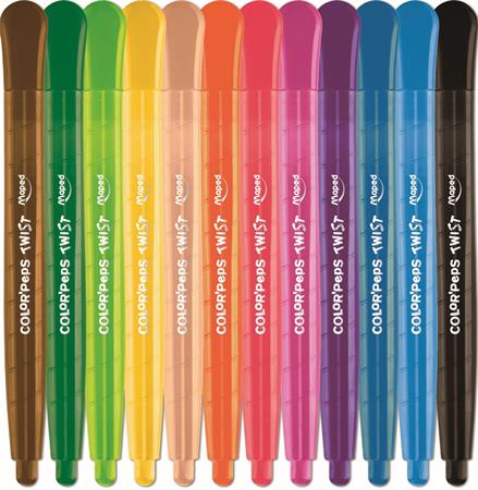 Zsírkréta, kitekerhető, MAPED "Color`Peps", 12 különböző szín