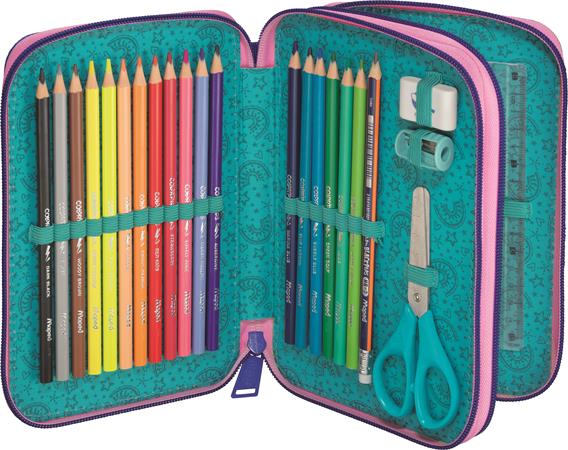 Tolltartó, töltött, 2 emeletes, cipzáras, MAPED, unikornis