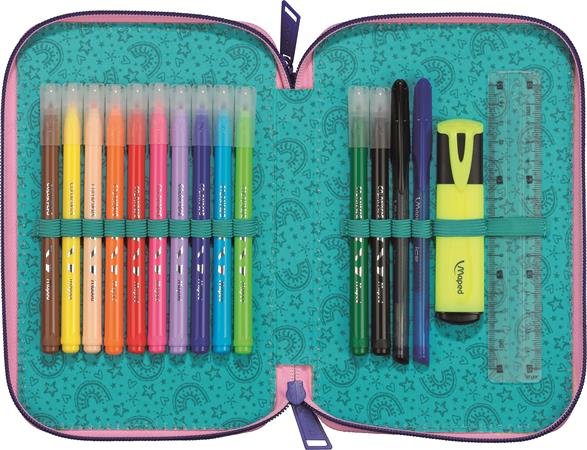 Tolltartó, töltött, 2 emeletes, cipzáras, MAPED, unikornis