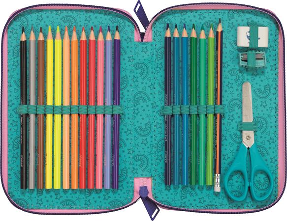 Tolltartó, töltött, 2 emeletes, cipzáras, MAPED, unikornis