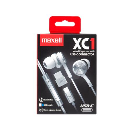 Fülhallgató, mikrofonnal, USB-C, MAXELL "XC1", fehér