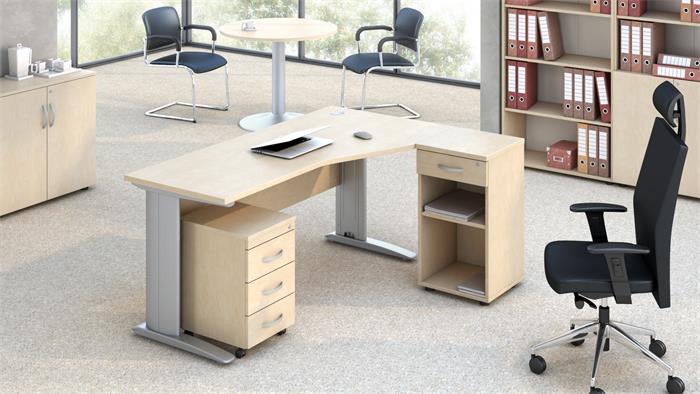 Görgős konténer, 3 fiókos, MAYAH "Freedom SV-18", juhar