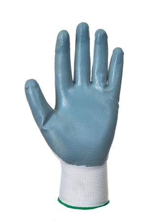Védőkesztyű, nitril, M méret, "Flexo Grip" szürke-fehér