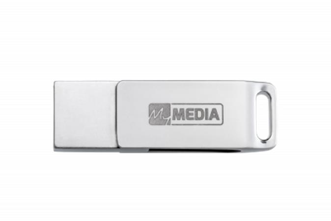 Pendrive, 128GB, USB 3.2 Gen1 + USB-C, alumínium ház, MYMEDIA "Dual" (by VERBATIM)