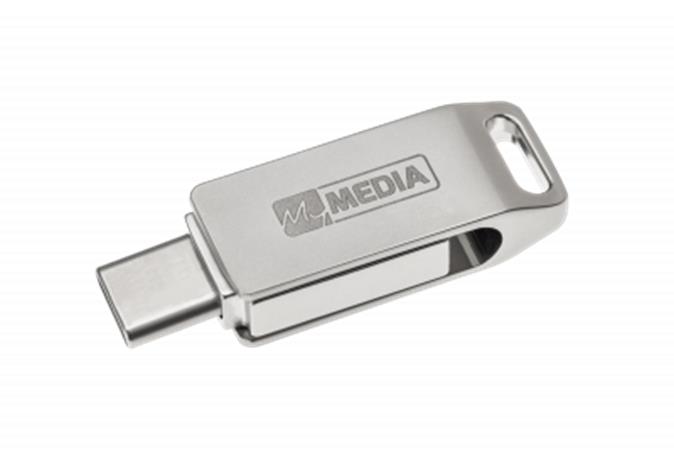 Pendrive, 64GB, USB 3.2 Gen1 + USB-C, alumínium ház, MYMEDIA "Dual" (by VERBATIM)
