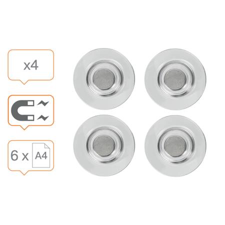 Erős mágnes, 4 db, üvegtáblákhoz, NOBO, átlátszó