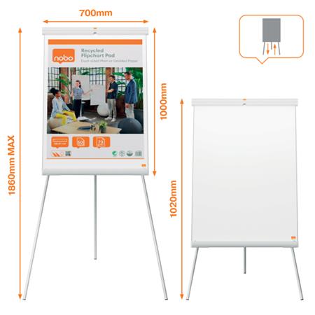 Flipchart tábla, mágneses felület, 70x100 cm, EcoLabel, NOBO "Premium Plus", fehér