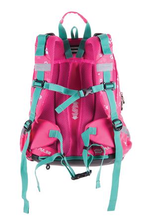 Hátizsák, anatómiai, PULSE "Anatomic Miu Mrrr", zöld-rózsaszín