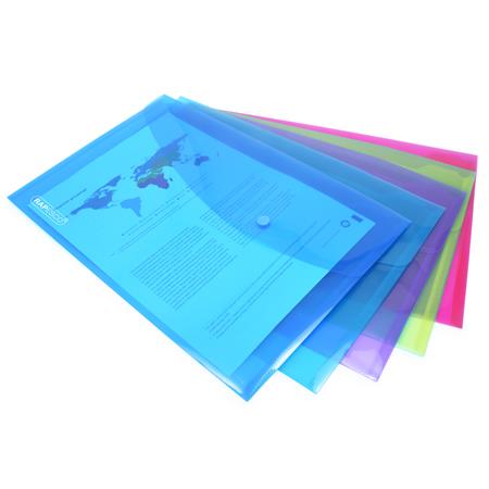 Irattartó tasak, A4+, PP, patentos, RAPESCO "Eco", vegyes csillogó színek