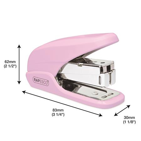Tűzőgép, 24/6, 26/6, 20 lap, könnyített tűzés, RAPESCO "X5-Mini Less Effort", világos rózsaszín