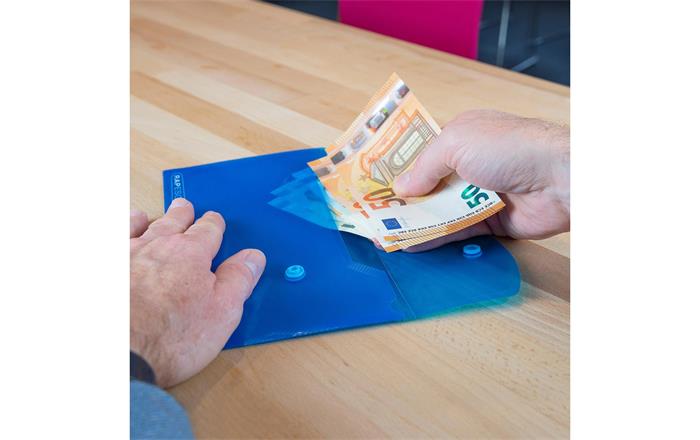 Irattartó tasak, DL, patentos, RAPESCO "Eco GRS Recycled", áttetsző vegyes színek