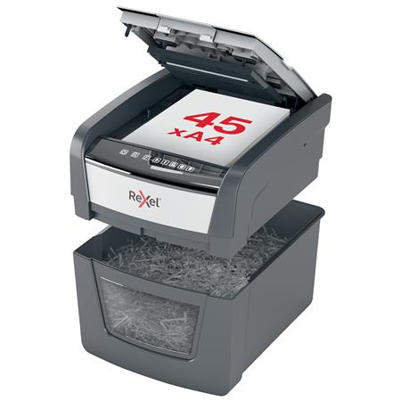 Iratmegsemmisítő, konfetti, 45 lap, REXEL "Optimum AutoFeed 45X"