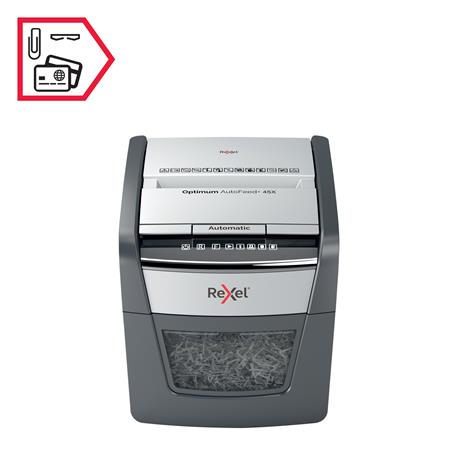 Iratmegsemmisítő, konfetti, 45 lap, REXEL "Optimum AutoFeed 45X"