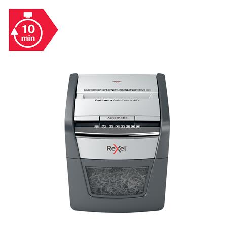 Iratmegsemmisítő, konfetti, 45 lap, REXEL "Optimum AutoFeed 45X"