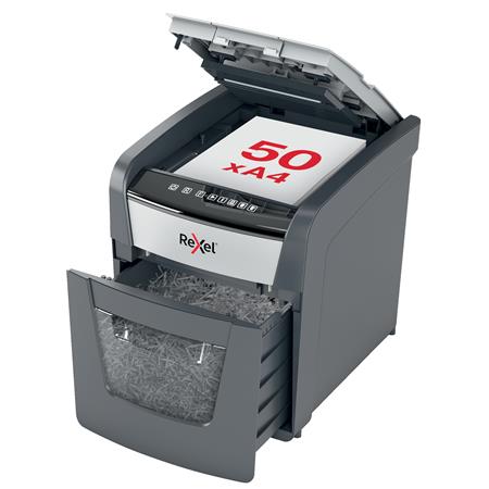 Iratmegsemmisítő, konfetti, 50 lap, REXEL, "Optimum AutoFeed+ 50X"