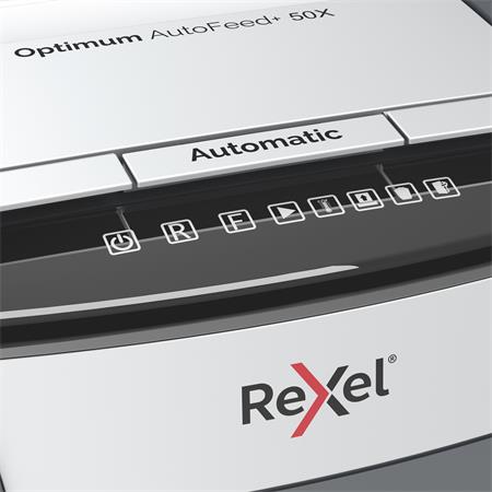 Iratmegsemmisítő, konfetti, 50 lap, REXEL, "Optimum AutoFeed+ 50X"
