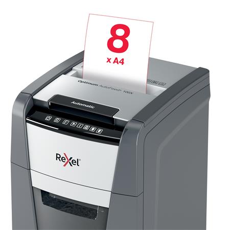 Iratmegsemmisítő, konfetti, 100 lap, REXEL "Optimum AutoFeed+ 100X"