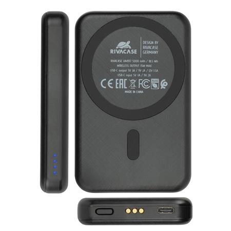 Töltőállomás, vezeték nélküli, mágneses, 5000mAh, RIVACASE "VA4917"