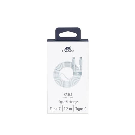 USB kábel, USB-C - USB-C, 1,2 m, RIVACASE "PS6005", fehér