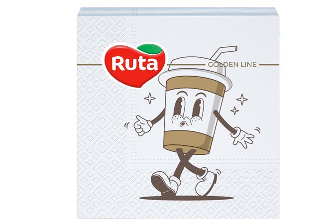 Szalvéta, 1/4 hajtogatott, 2 rétegű, 24x24 cm, 40 db, RUTA "Coffee"