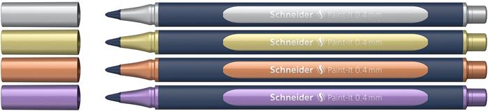 Metálfényű rollertoll készlet, 0,4 mm, SCHNEIDER "Paint-It 050" 4 különböző szín