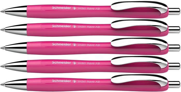 Golyóstoll, 0,7 mm, nyomógombos, SCHNEIDER "Slider Rave XB", magenta