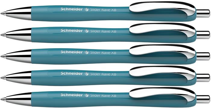 Golyóstoll, 0,7 mm, nyomógombos, SCHNEIDER "Slider Rave XB", türkiz