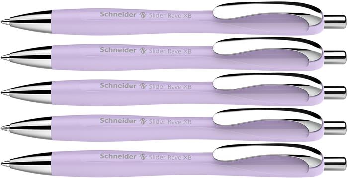 Golyóstoll, 0,7 mm, nyomógombos, SCHNEIDER "Slider Rave XB", halványlila