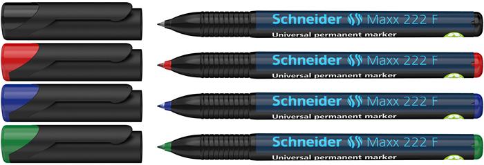 Alkoholos marker készlet, OHP, 0,7 mm, SCHNEIDER "Maxx 222 F", 4 különböző szín