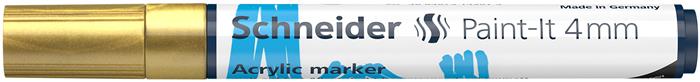 Dekormarker, akril, 4 mm, SCHNEIDER "Paint-It 320", arany