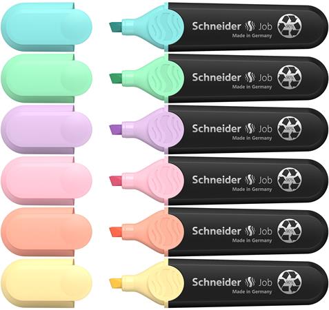Szövegkiemelő készlet, 1-5 mm, SCHNEIDER "Job Pastel", 6 különböző pasztell szín