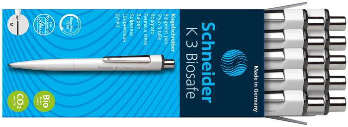 Golyóstoll, 0,5 mm, nyomógombos, SCHNEIDER "K3 Biosafe", fekete