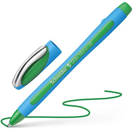Golyóstoll, 0,7 mm, kupakos, SCHNEIDER "Slider Memo XB", zöld