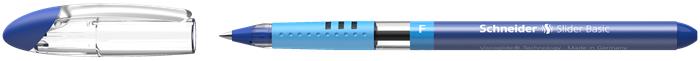 Golyóstoll, 0,3 mm, kupakos, SCHNEIDER "Slider Basic F", kék